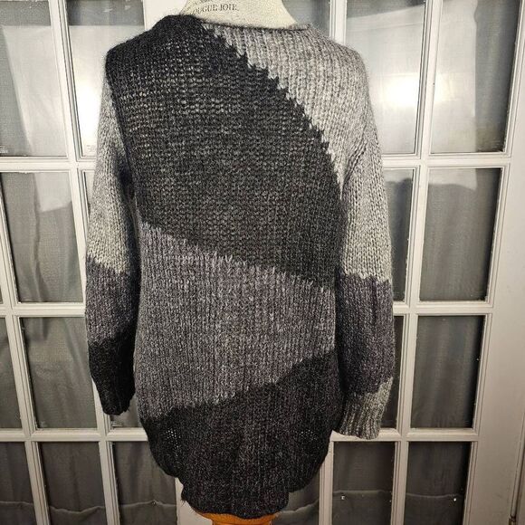 Eileen Fisher Womens Black Gray Mohair Wool Cashmere Blend Tunic Sweater Medium - Picture 2 of 5